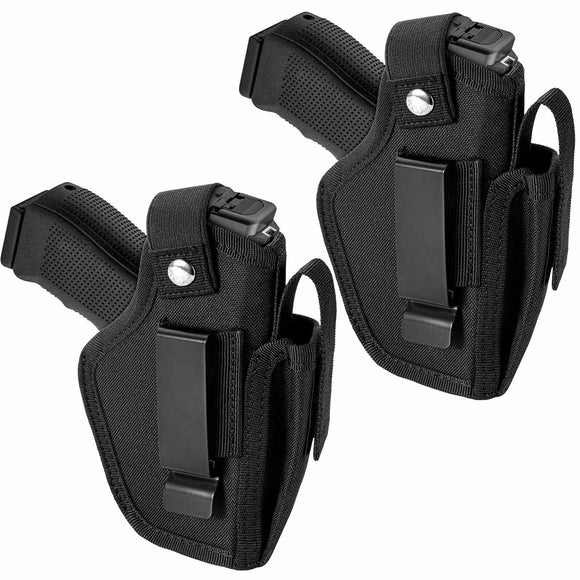 IC ICLOVER 2 Pack Gun Holster for Pistols 9mm 380 45ACP, IWB/OWB Concealed Carry Pistol Holsters with Mag Pouch for Men/Women, CCW Right & Left Hand Gun Holder Fits S&W M&P Shield Glock 27 42 Revolver