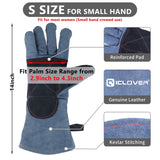 Animal Handling Gloves-IC ICLOVER Snake Bite Proof Gloves Kevlar Reinforced Leather Padding Palm & Fingers for Snake Reptile Bird Handling Cat Dog Training, Anti Bite Animal Protection Gloves -16INCH/14INCH