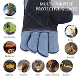 Animal Handling Gloves-IC ICLOVER Snake Bite Proof Gloves Kevlar Reinforced Leather Padding Palm & Fingers for Snake Reptile Bird Handling Cat Dog Training, Anti Bite Animal Protection Gloves -16INCH/14INCH