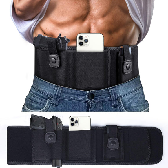 IC ICLOVER Belly Band Holster for Concealed Carry, Gun Holster for Men, Right Handed Waistband Pistol Holsters, Fits Glock, Smith Wesson, Taurus, Ruger and Similar Guns for Most Pistols and Revolvers