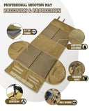 IC ICLOVER Shooting Mats Prone Padded, Tactical Shooting Mat with Widen Elbow Wings, Pockets, Molle Webbings, Bipod Holder, Roll Up Portable Waterproof Hunting Mats for Rifle Long Range Shooting