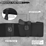 IC ICLOVER Belly Band Holster for Concealed Carry, Gun Holster for Men, Right Handed Waistband Pistol Holsters, Fits Glock, Smith Wesson, Taurus, Ruger and Similar Guns for Most Pistols and Revolvers