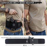 IC ICLOVER Belly Band Holster for Concealed Carry, Gun Holster for Men, Right Handed Waistband Pistol Holsters, Fits Glock, Smith Wesson, Taurus, Ruger and Similar Guns for Most Pistols and Revolvers