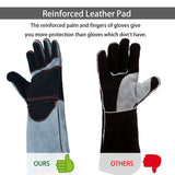 Animal Handling Gloves-IC ICLOVER Snake Bite Proof Gloves Kevlar Reinforced Leather Padding Palm & Fingers for Snake Reptile Bird Handling Cat Dog Training, Anti Bite Animal Protection Gloves -16INCH/14INCH