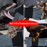 Animal Handling Gloves-IC ICLOVER Snake Bite Proof Gloves Kevlar Reinforced Leather Padding Palm & fingers for Snake Reptile Bird Handling Cat Dog Training, Anti Bite Animal Protection Gloves -16inch