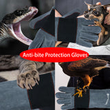 Animal Handling Gloves-IC ICLOVER Snake Bite Proof Gloves Kevlar Reinforced Leather Padding Palm & Fingers for Snake Reptile Bird Handling Cat Dog Training, Anti Bite Animal Protection Gloves -16INCH/14INCH