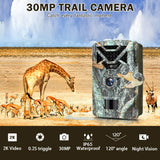 IC ICLOVER Trail Camera 30MP 2K, Game Camera with Wide-Angle Motion Latest Sensor View 0.2s Trigger Speed and 【32GB SD Card Included】 HD TFT Screen Waterproof Cam for Wildlife Deer Scouting Hunting