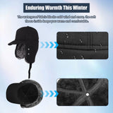 Winter Trapper Hat - Thermal Hats with Removable Mask & Earflaps, Waterproof Ushanka Russian Winter Cap Warm Faux Fur Ear Flap, 3-in-1 Fleece Lined Aviator Hat Men Women Snow Ski Hunting Cycling