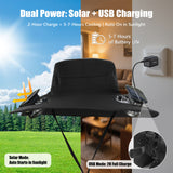 Solar Powered Fan Hat - 2 Solar & USB Fans Fishing Hat - 3-Speed Adjustable,UPF 50+ Sun Protection，Men Outdoor Wide Brim Sun Hat with Built-in Solar Fans for Fishing Summer Camping Hiking  Beach