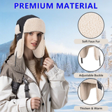 Winter Trapper Hat - Unisex Thermal Cap with Ear Flaps, Waterproof Ushanka Winter Hats with Warm Sherpa Lining Earflaps, Aviator Hat for Men Women Outdoor Cold Snow Ski Hunting Cycling Riding