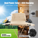 Solar Powered Fan Hat - 2 Solar & USB Fans Fishing Hat - 3-Speed Adjustable,UPF 50+ Sun Protection，Men Outdoor Wide Brim Sun Hat with Built-in Solar Fans for Fishing Summer Camping Hiking  Beach