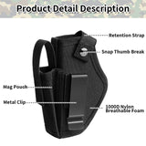 IC ICLOVER Gun Holster for Pistols 9mm 380 45ACP, IWB/OWB Concealed Carry Pistol Holsters with Mag Pouch for Men/Women, CCW Right & Left Hand Gun Holder Fits S&W M&P Shield Glock 26 27 42 Revolver