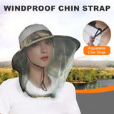 Mosquito Head Net Hat, Wide Brim Bug Netting Hat with Neck Flap UV Protection,Breathable Mosquito Mesh Sun Hat Adjustable Drawstring for Men Women Outdoor Fishing Gardening Hiking Camping Safari