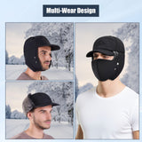 Winter Trapper Hat - Thermal Hats with Removable Mask & Earflaps, Waterproof Ushanka Russian Winter Cap Warm Faux Fur Ear Flap, 3-in-1 Fleece Lined Aviator Hat Men Women Snow Ski Hunting Cycling
