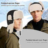 Winter Trapper Hat - Unisex Thermal Cap with Ear Flaps, Waterproof Ushanka Winter Hats with Warm Sherpa Lining Earflaps, Aviator Hat for Men Women Outdoor Cold Snow Ski Hunting Cycling Riding