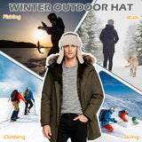Winter Trapper Hat - Unisex Thermal Cap with Ear Flaps, Waterproof Ushanka Winter Hats with Warm Sherpa Lining Earflaps, Aviator Hat for Men Women Outdoor Cold Snow Ski Hunting Cycling Riding
