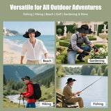 Solar Powered Fan Hat - 2 Solar & USB Fans Fishing Hat - 3-Speed Adjustable,UPF 50+ Sun Protection，Men Outdoor Wide Brim Sun Hat with Built-in Solar Fans for Fishing Summer Camping Hiking  Beach
