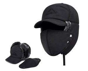 Winter Trapper Hat - Thermal Hats with Removable Mask & Earflaps, Waterproof Ushanka Russian Winter Cap Warm Faux Fur Ear Flap, 3-in-1 Fleece Lined Aviator Hat Men Women Snow Ski Hunting Cycling