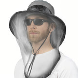 Mosquito Head Net Hat, Wide Brim Bug Netting Hat with Neck Flap UV Protection,Breathable Mosquito Mesh Sun Hat Adjustable Drawstring for Men Women Outdoor Fishing Gardening Hiking Camping Safari