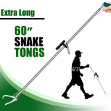IC ICLOVER 60" Extra Long Snake Tongs with Flashlight for Night Use, Heavy Duty Reptile Grabber Tool Rattle Snake Catcher, Professional Wide Jaw Snake Handling Tool with Lock, Non-Slip Grip Handle